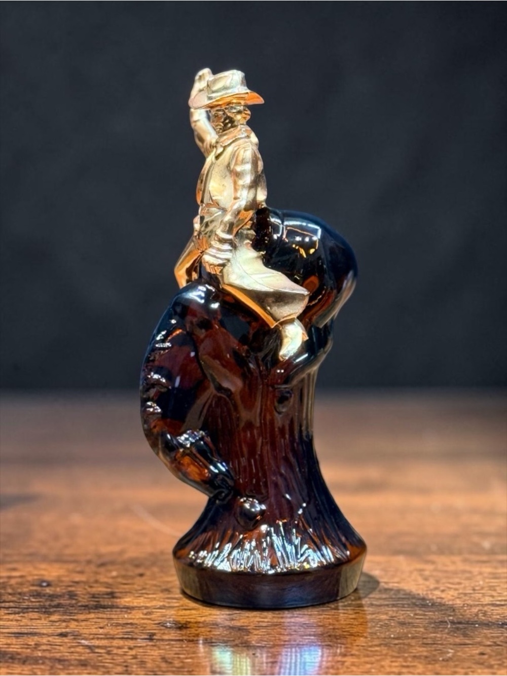 AVON Bucking Bronco and Cowboy Amber Bottle